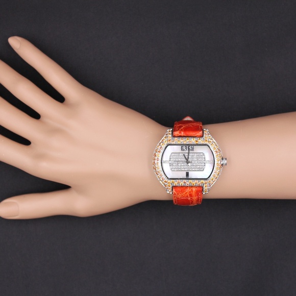 Orange Sapphire Diamond 5.10 Tcw. Unisex Watch main image 7